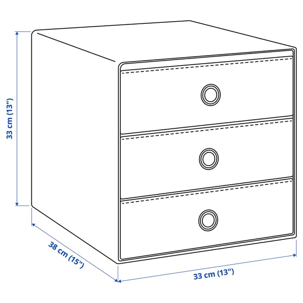 FLARRA mini chest with 3 drawers, dark grey, 33x38 cm