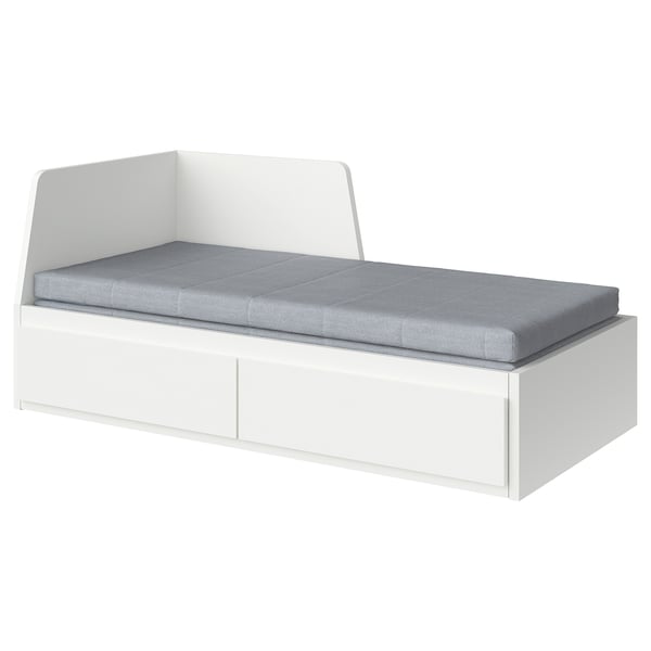FLEKKE day-bed w 2 drawers/2 mattresses, white/Ågotnes firm, 80x200 cm
