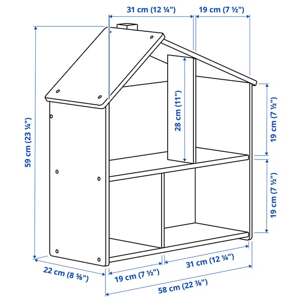 FLISAT doll’s house/wall shelf, 58x59x22 cm