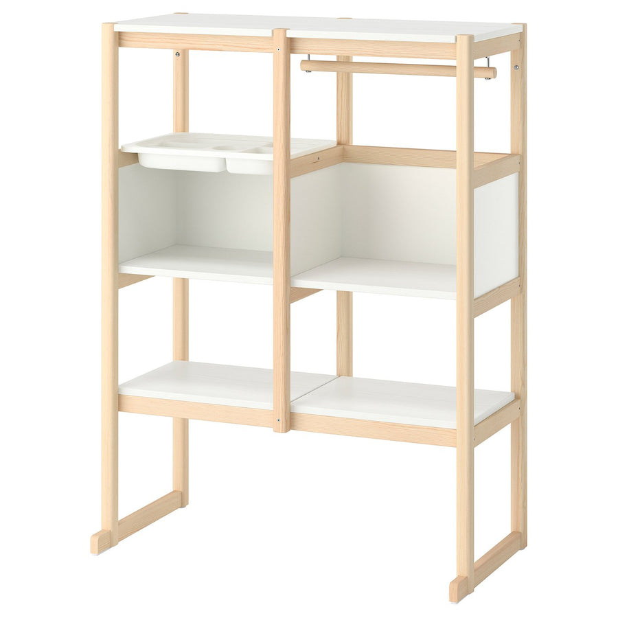 FLISAT open storage combination, light white stained pine white/white, 88x38x117 cm