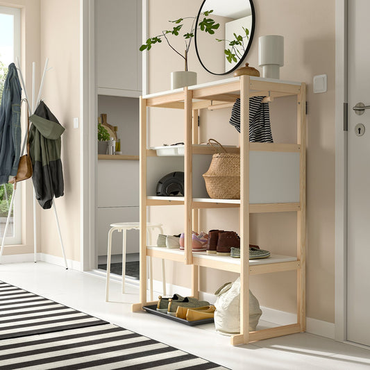 FLISAT open storage combination, light white stained pine white/white, 88x38x117 cm