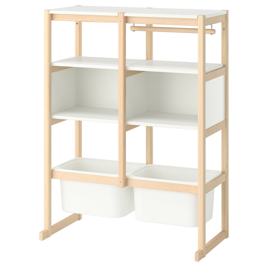 FLISAT open storage combination, light white stained pine white/white, 88x38x117 cm