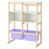 FLISAT open storage combination, light white stained pine white/lilac, 88x38x117 cm