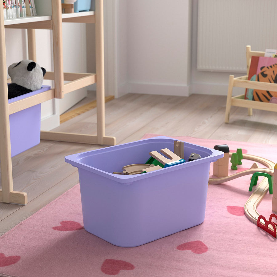 FLISAT open storage combination, light white stained pine white/lilac, 88x38x117 cm