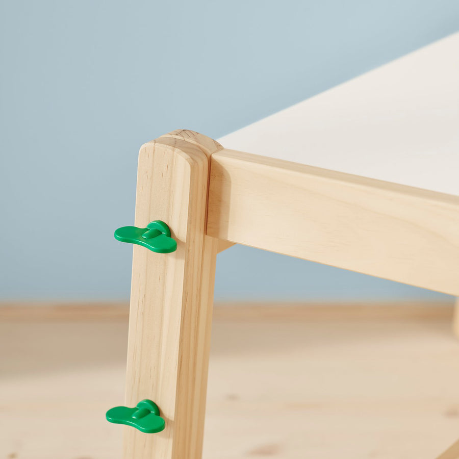 FLISAT children's bench, height adjustable/green, 48x47x36 cm