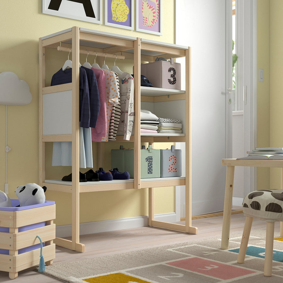 FLISAT open storage, light white stained pine/white, 88x38x117 cm