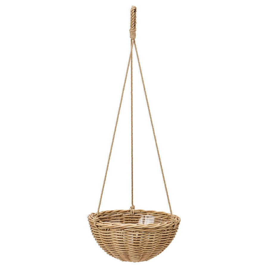 FLODBJÖRK hanging planter, in/outdoor light grey-brown, 27 cm