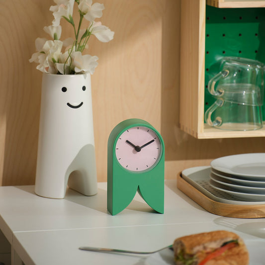 FLODKRÄFTA clock, green/pink, 8x15x4 cm