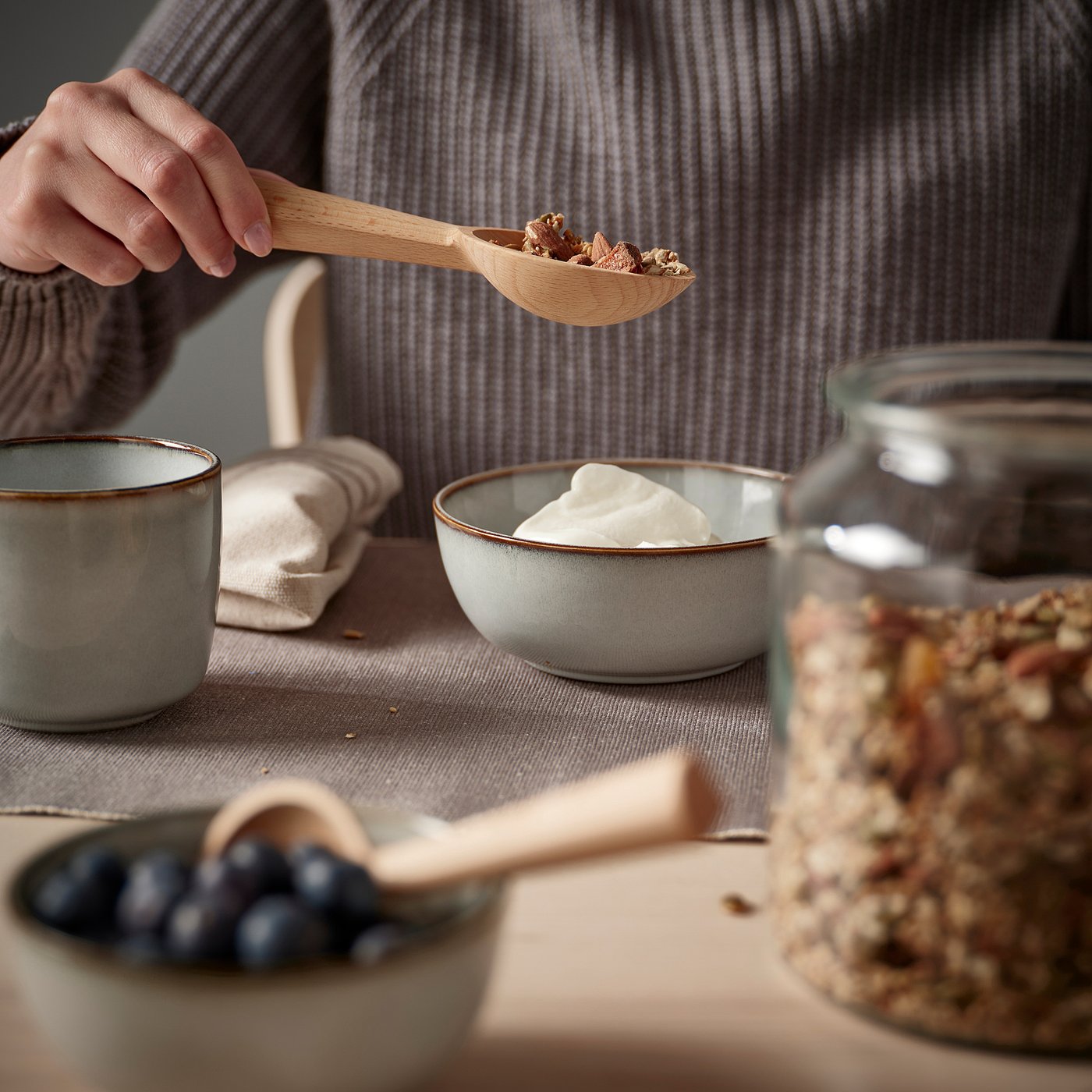 FLODNEJONÖGA spoon, set of 3, wood