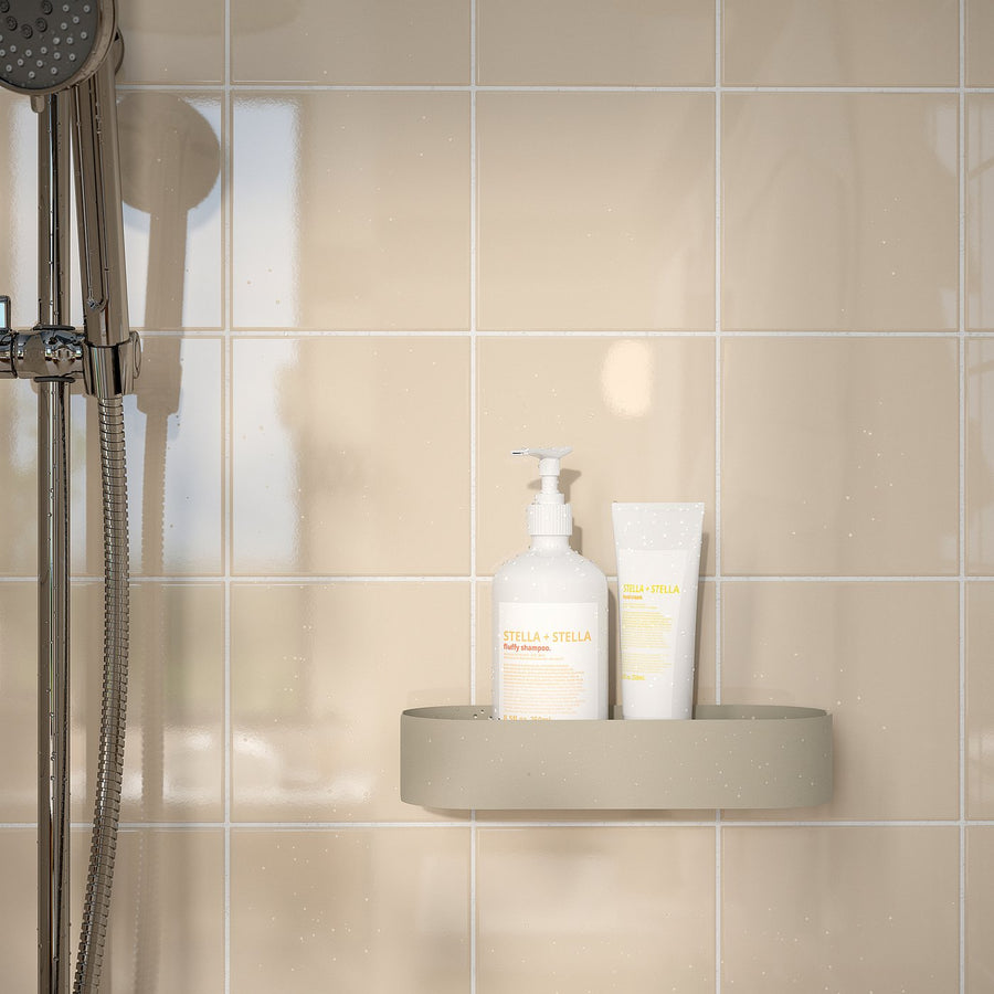 FLORSJÖN shower shelf, beige, 25x5 cm
