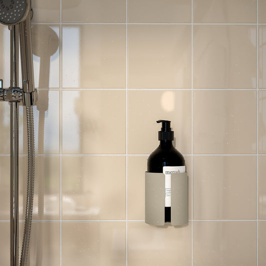 FLORSJÖN soap dispenser holder, beige, 9x11x11 cm