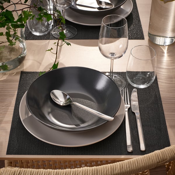 FLYGFISK place mat, dark grey, 38x30 cm