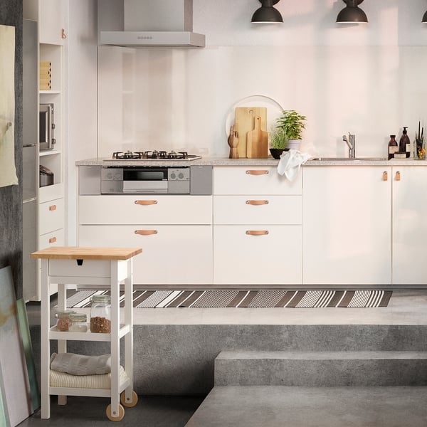 FÖRHÖJA kitchen trolley, birch/white, 53x43 cm