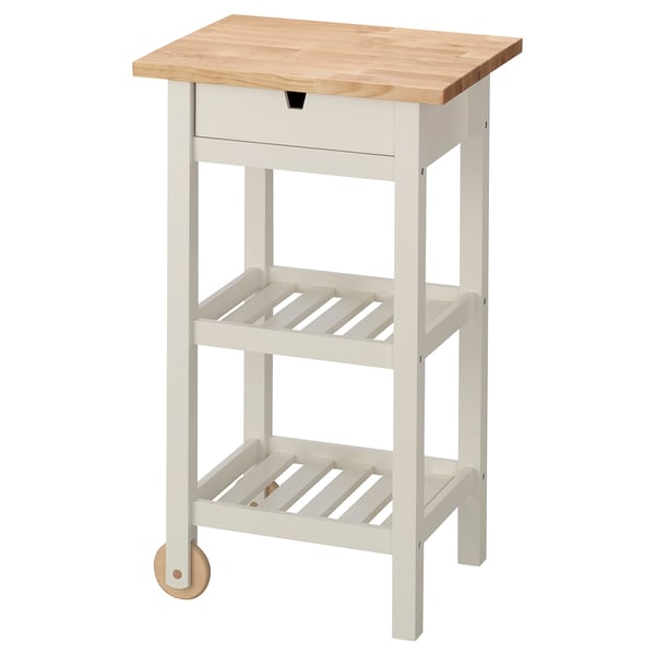 FÖRHÖJA kitchen trolley, birch/white, 53x43 cm