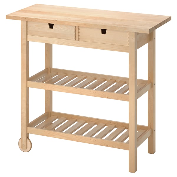 FÖRHÖJA kitchen trolley, birch, 100x43 cm