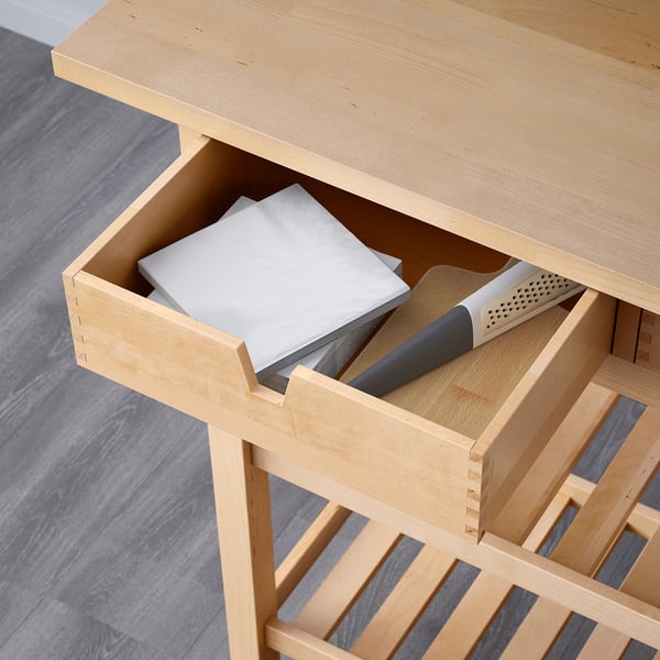 FÖRHÖJA kitchen trolley, birch, 100x43 cm