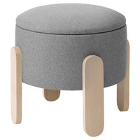 FÖRLUNDA pouffe, with storage/Tonerud grey, 44 cm