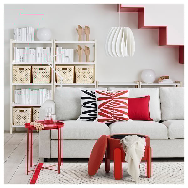 FÖRLUNDA pouffe, with storage/Tonerud red, 44 cm