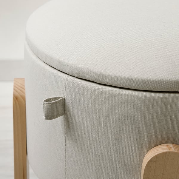 FÖRLUNDA pouffe, with storage/Vissle beige, 44 cm