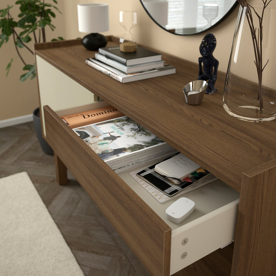FÖRSÄLJARE sideboard, dark beige wood/light beige, 140x46x78 cm