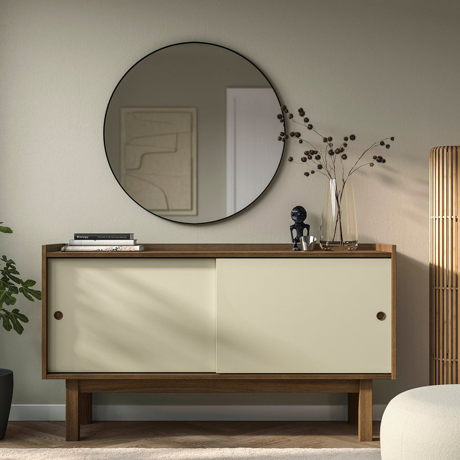 FÖRSÄLJARE sideboard, dark beige wood/light beige, 140x46x78 cm
