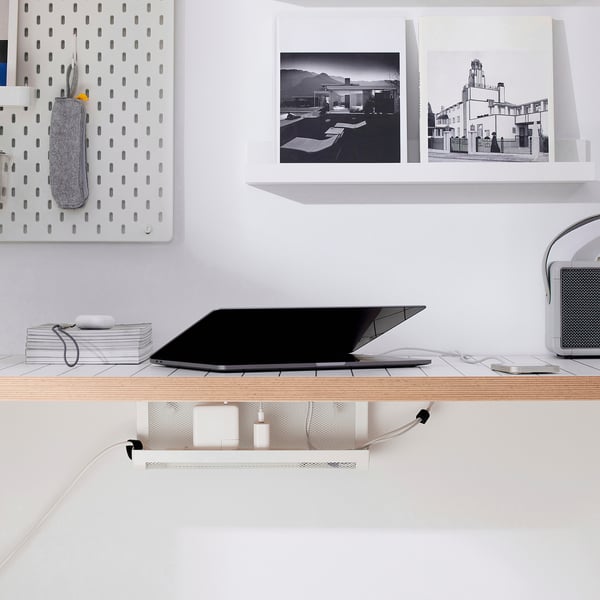 FÖRSÄSONG cable management tray, white, 38 cm