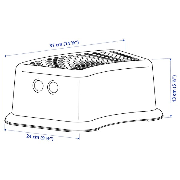 FÖRSIKTIG children's stool, white/turquoise, 37x13x24 cm