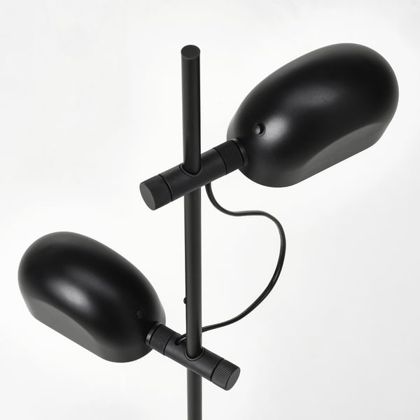 FOLKBÅT floor lamp with 2-spot, black