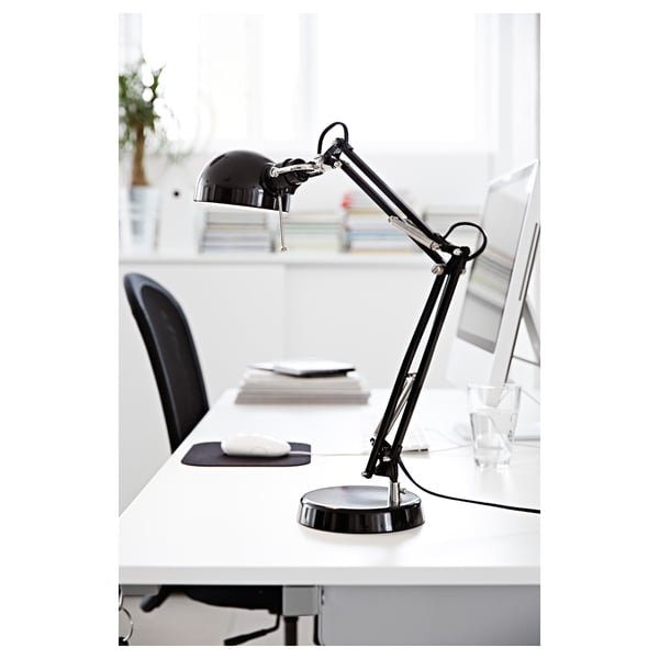FORSÅ work lamp, black, 12 cm