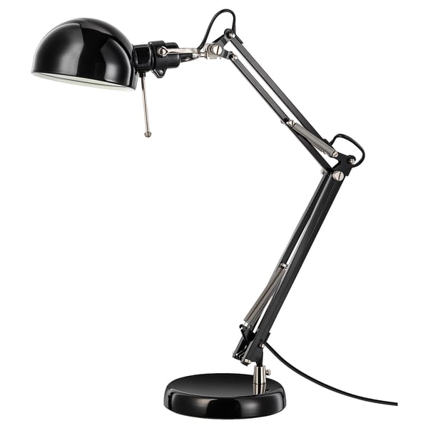 FORSÅ work lamp, black, 12 cm