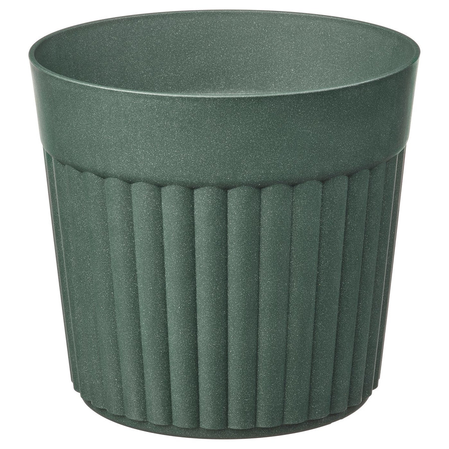 FRÄKENVÄXT plant pot, in/outdoor/deep green, 24 cm