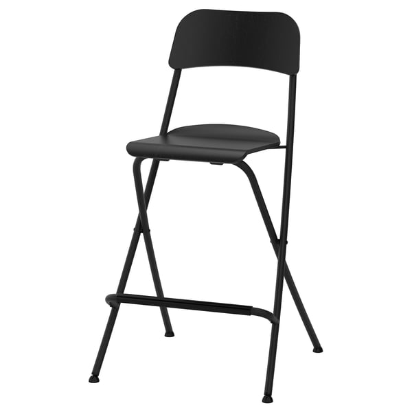 FRANKLIN bar stool with backrest, foldable, counter height black/black, 63 cm