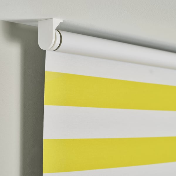 FRIDANS block-out roller blind, white yellow/striped, 100x195 cm