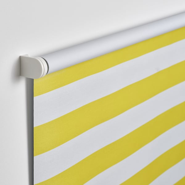 FRIDANS block-out roller blind, white yellow/striped, 120x195 cm