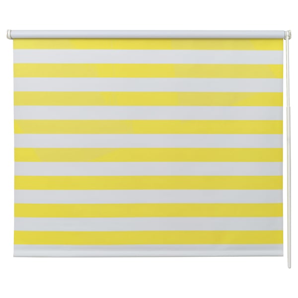 FRIDANS block-out roller blind, white yellow/striped, 100x195 cm
