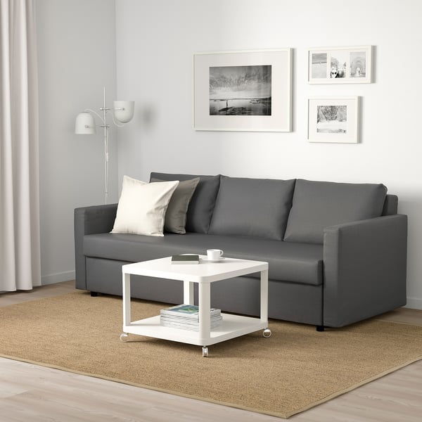 FRIHETEN three-seat sofa-bed, Skiftebo dark grey, 199x144 cm