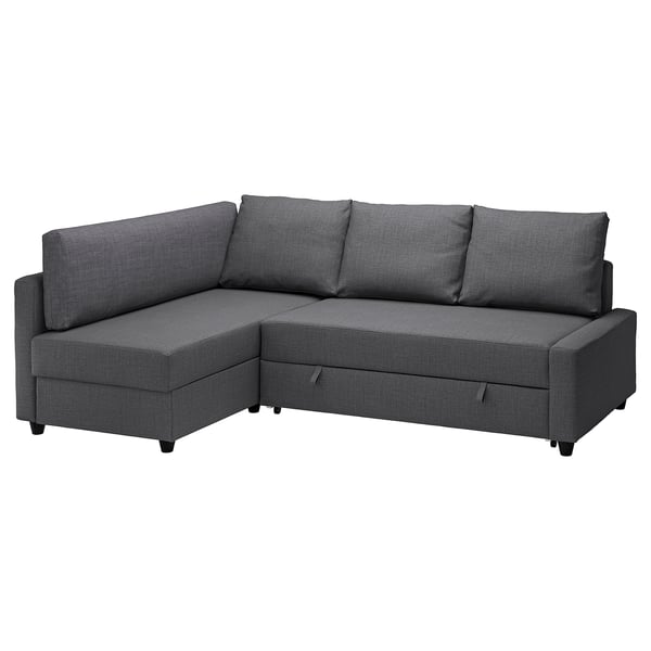 FRIHETEN / KLAGSHAMN corner sofa-bed with storage, Skiftebo dark grey, 204x230 cm