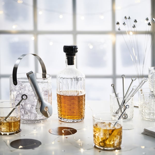 FRÖJDA carafe with stopper, clear glass, 1.0 l