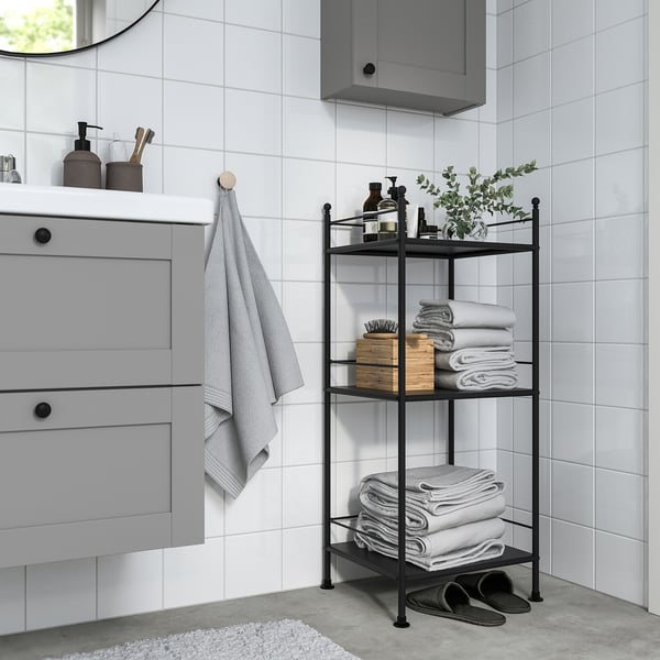 FRÖSJÖN shelving unit, black, 40x96 cm