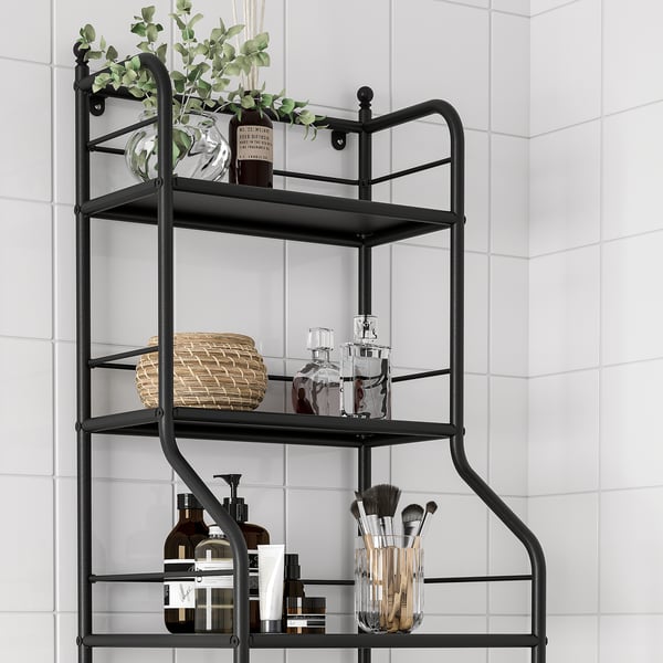 FRÖSJÖN shelving unit, black, 40x156 cm