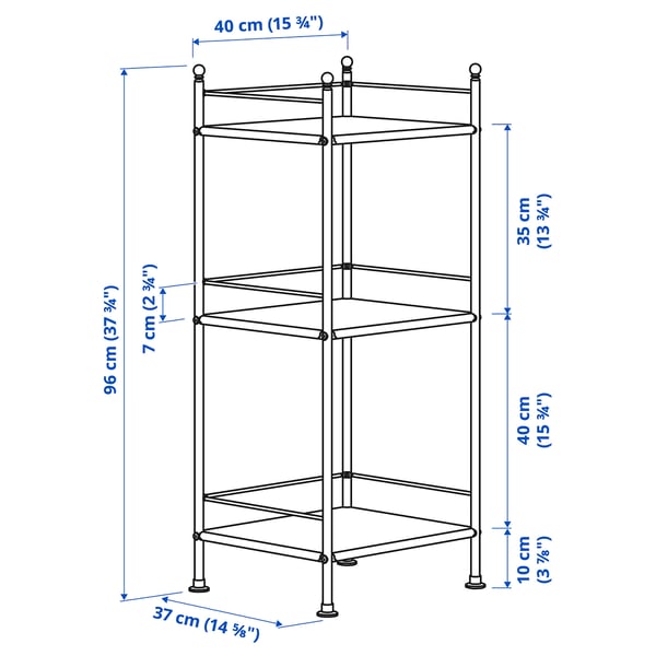 FRÖSJÖN shelving unit, black, 40x96 cm