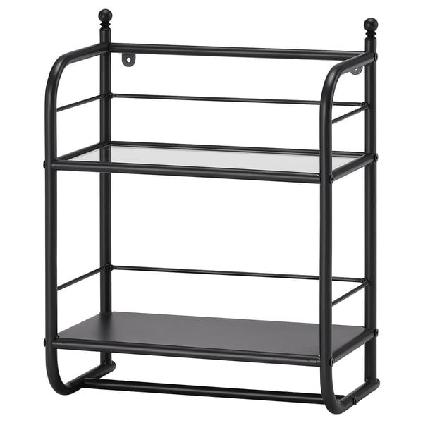 FRÖSJÖN wall shelf, black, 40x51 cm