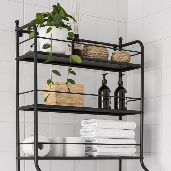 FRÖSJÖN over-the-toilet shelf, black, 65x156 cm
