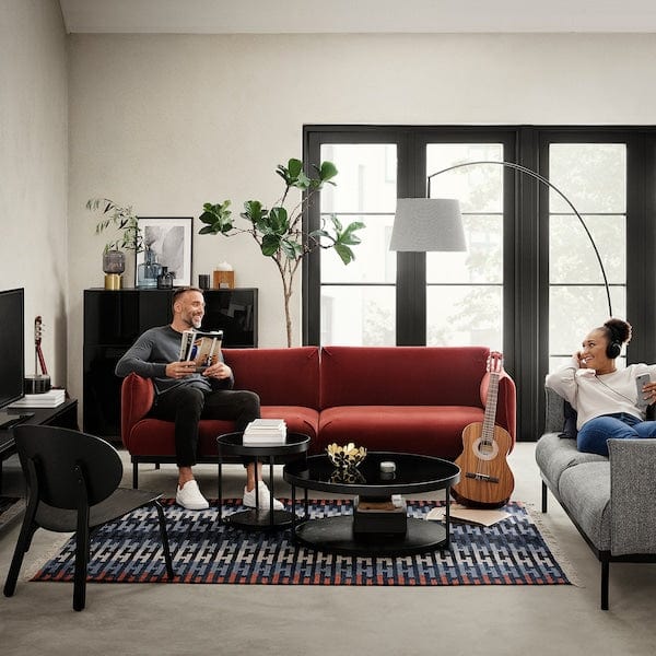 Ikea FRÖTORP - Coffee table, anthracite marble effect/black glass, 88 cm