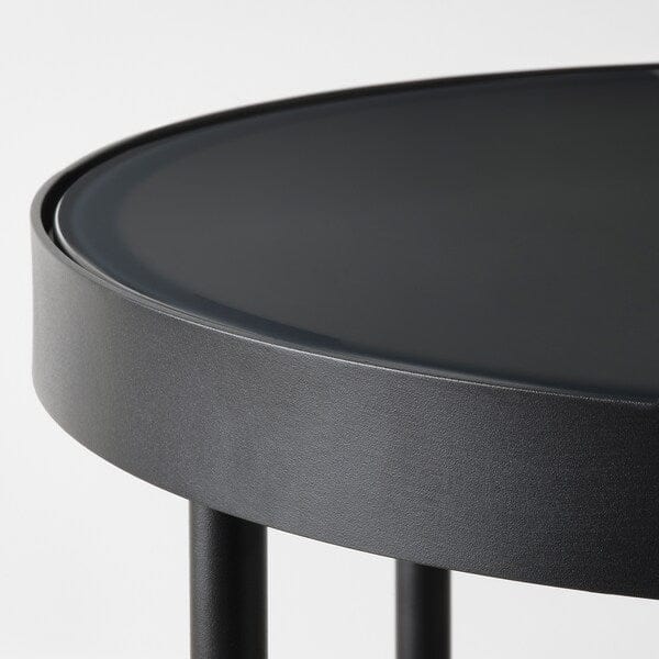 Ikea FRÖTORP - Side table, anthracite marble effect/black glass, 48 cm