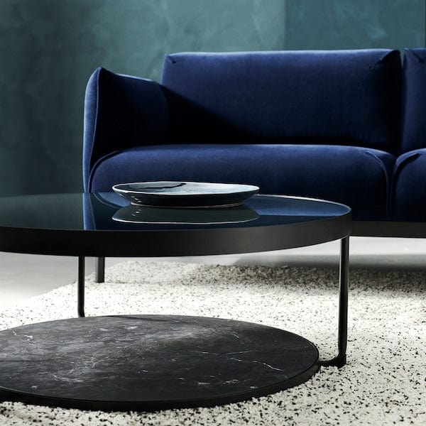 Ikea FRÖTORP - Coffee table, anthracite marble effect/black glass, 88 cm