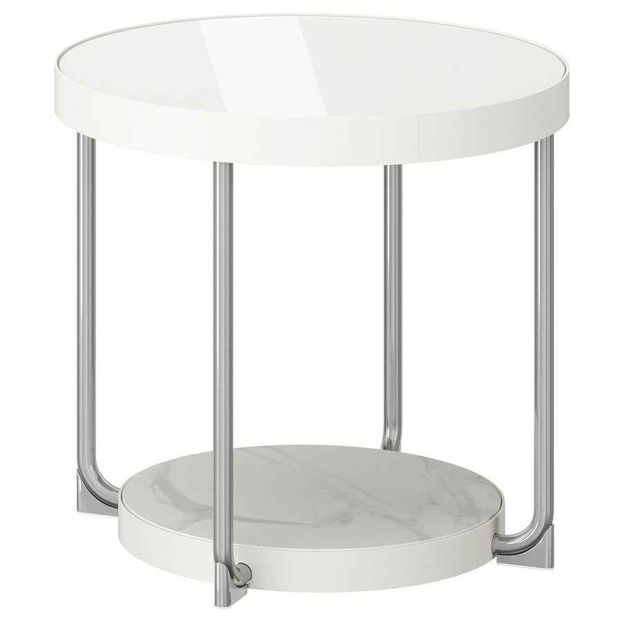 FRÖTORP side table, white chrome-plated/white glass, 48 cm
