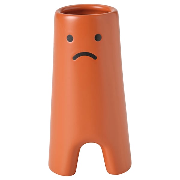 FRÖVÄXT vase, brown-orange, 14 cm