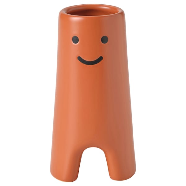 FRÖVÄXT vase, brown-orange, 14 cm