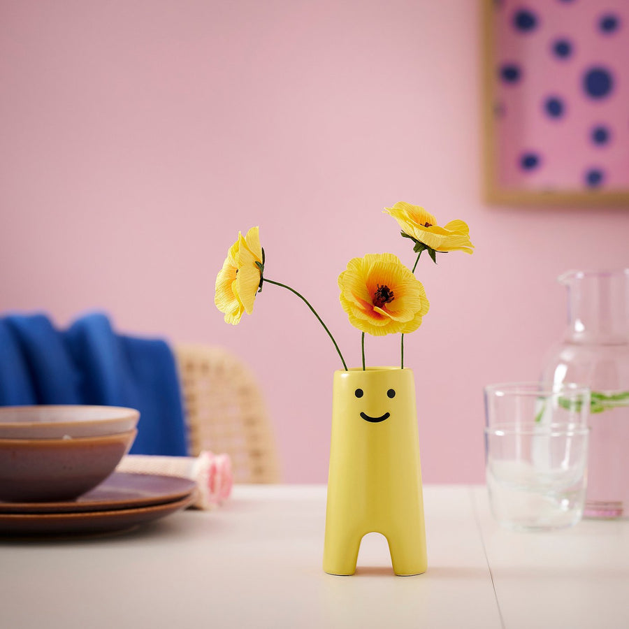 FRÖVÄXT vase, yellow, 14 cm